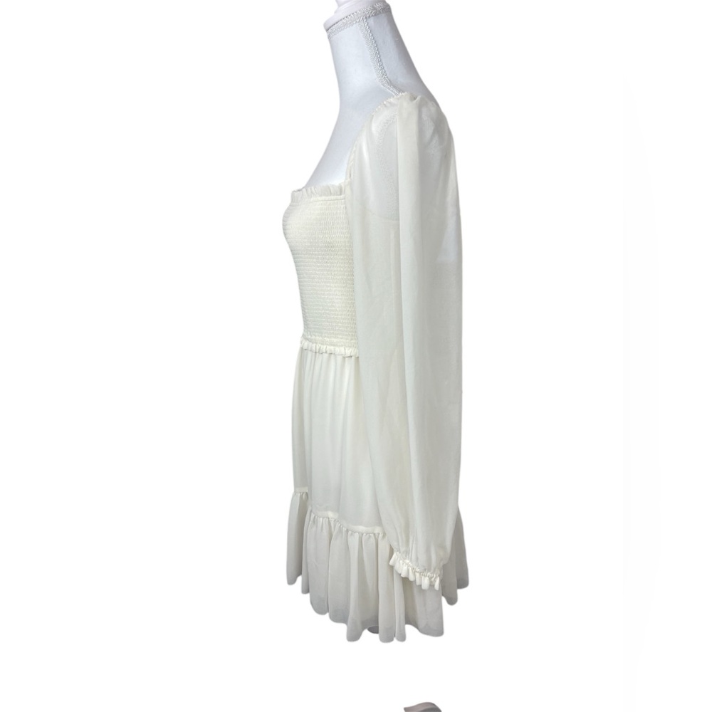 Aritzia Wilfred Tempest Smocked Chiffon Mini Dress MEDIUM milkmaid Cottagecore - Picture 11 of 12